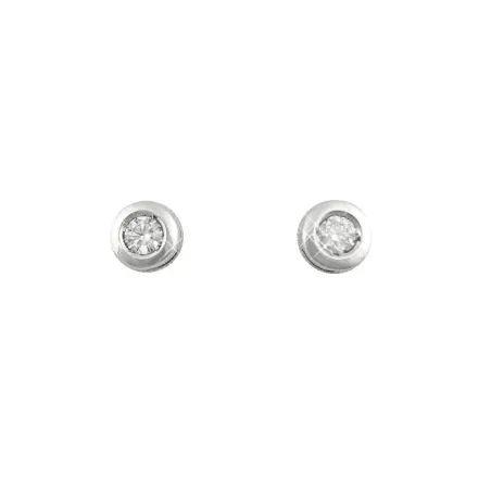 Pendientes Chatones Oro Blanco 18Kt y Diamantes 0,19 cts PT60847