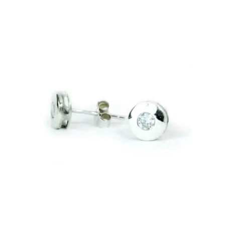 Pendientes Chatones Oro Blanco 18Kt y Diamante 0,4 cts PT60850