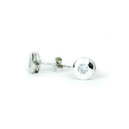 Pendientes Chatones Oro Blanco 18Kt y Diamante 0,4 cts PT60850