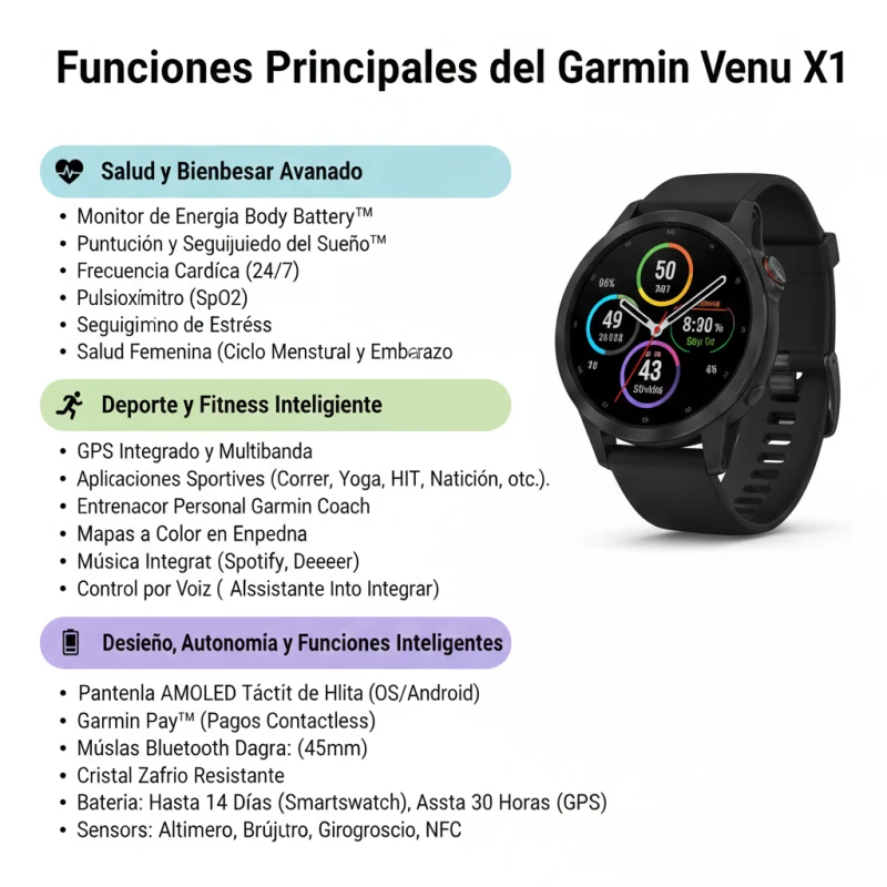 Smartwatch Garmin Venu X1 Negro 010-02980-02