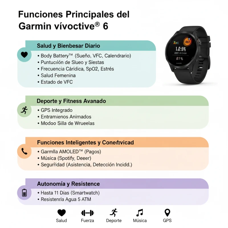 Smartwatch Garmin Vívoactive 6 Negro 010-02985-00