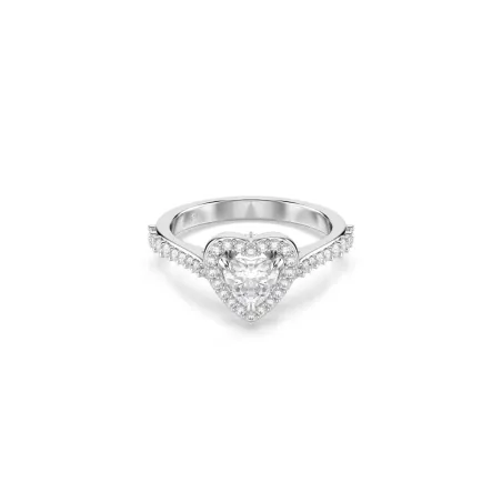 Anillo Swarovski Una Angelic Corazón Baño Rodio y Cristales Blancos 5744048