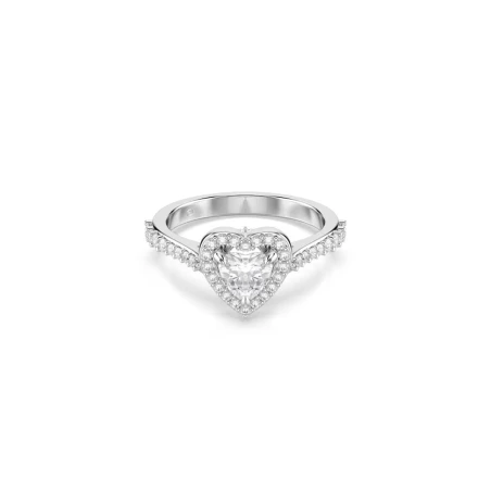 Anillo Swarovski Una Angelic Corazón Baño Rodio y Cristales Blancos 5744048