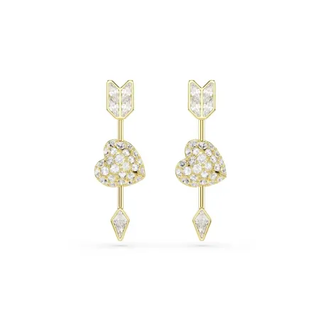 Pendientes Swarovski Idyllia Flecha y Corazón Baño Oro y Cristales Blancos 5737295