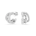 Pendientes Swarovski Hyperbola Triple Aro Baño Rodio y Cristales Blancos 5737110
