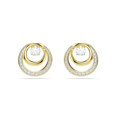 Pendientes Swarovski Hyperbola Doble Círculo Baño Oro y Cristales Blancos 5740407