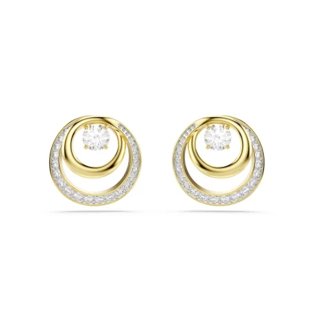 Pendientes Swarovski Hyperbola Doble Círculo Baño Oro y Cristales Blancos 5740407