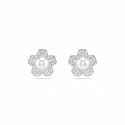 Pendientes Swarovski Angelical Flor Baño Rodio, Cristales Blancos y Perla 5756098