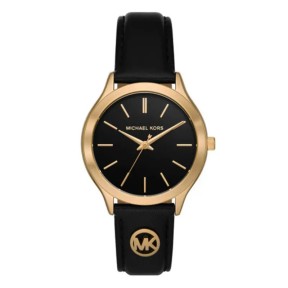 Reloj Michael Kors Slim Runway Dorado y Negro Analógico...