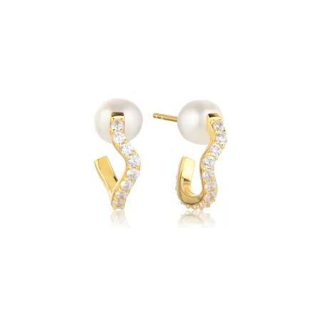 Pendientes Sif Jakobs Ponza Creolo Plata Baño Oro, Circonitas y Perla 17393
