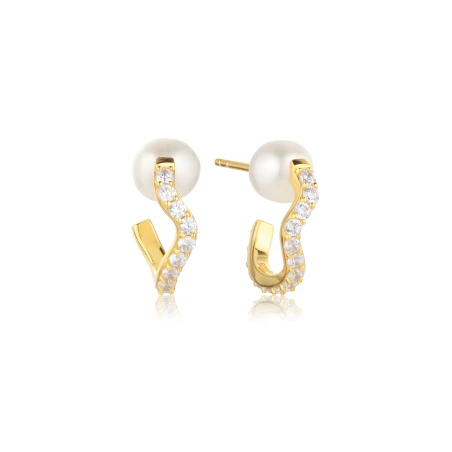 Pendientes Sif Jakobs Ponza Creolo Plata Baño Oro, Circonitas y Perla 17393