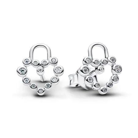 Pendientes Pandora Candado Corazón Brillante 294419C01