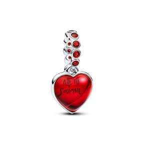 Charm Colgante Doble Pandora Corazón Cristal Murano Rojo...