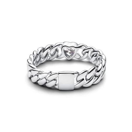Anillo Pandora Cadena Cubana Corazón 194386C01