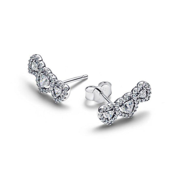 Pendientes Pandora Triple Halo Corazón 294411C01