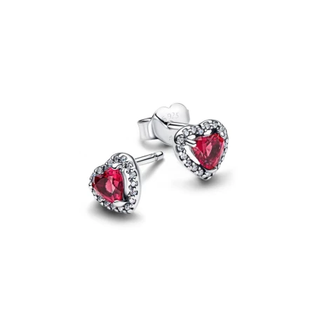 Pendientes Pandora Corazón Elevado Rojo 298427C04