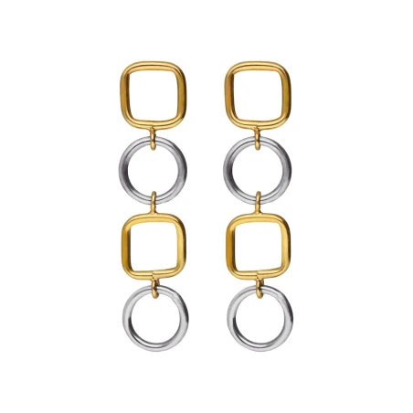 Pendientes Largos Victoria Cruz Nivola Plata Baño Bicolor A5507-BT