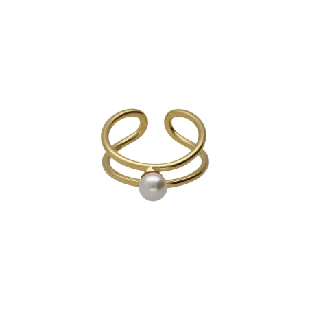 Anillo Ajustable Victoria Cruz Sera Plata Baño Oro y Perla A5558-00DA