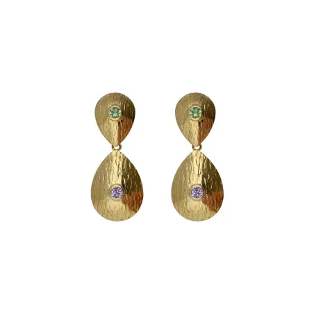 Pendientes Largos Victoria Cruz Bruma Plat Baño Oro A5499-31DT