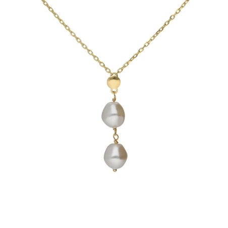 Collar Corto Victoria Cruz Sera Plata Baño Oro y Perlas Barrocas A5562-00DG