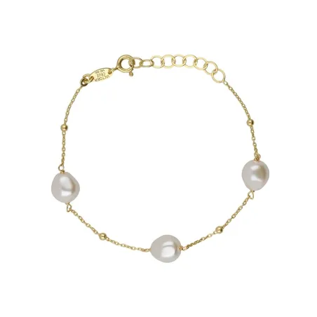 Pulsera Victoria Cruz Sera Plata Baño Oro y Perlas Barrocas A5567-00DP