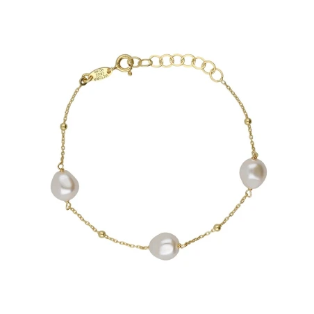Pulsera Victoria Cruz Sera Plata Baño Oro y Perlas Barrocas A5567-00DP