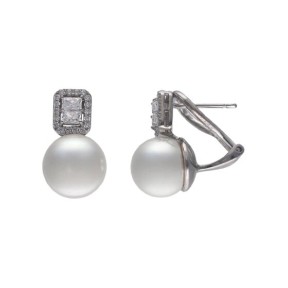 Pendientes Majorica Exquisite Plata Baño Rodio y Perla...