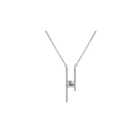 Gargantilla Brizzling Plata Baño Rodio, Circonitas y Moissanita BMP035