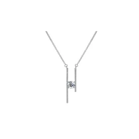 Gargantilla Brizzling Plata Baño Rodio, Circonitas y Moissanita BMP035