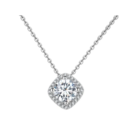 Gargantilla Brizzling Plata Baño Rodio, Circonitas y Moissanita BMP043