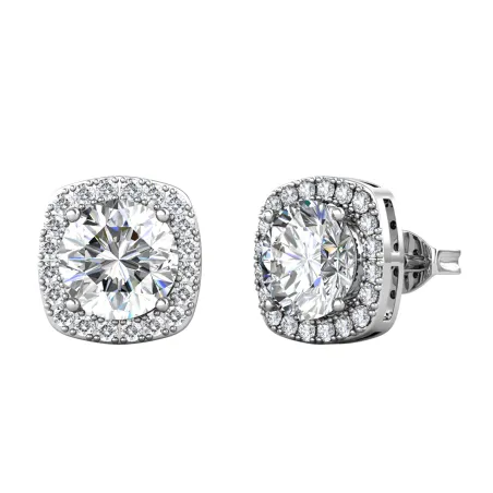 Pendientes Brizzling Plata Baño Rodio, Circonitas y Moisanita 5mm BME020