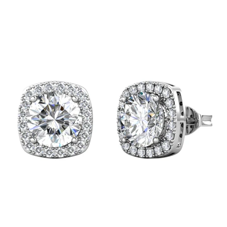 Pendientes Brizzling Plata Baño Rodio, Circonitas y Moisanita 5mm BME020