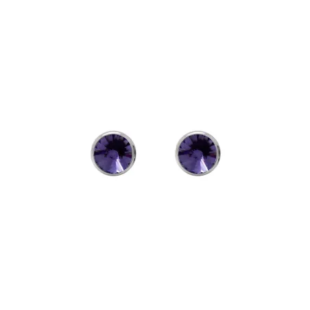 Pendientes Victoria Cruz Basic Plata Baño Rodio y Cristal Tanzanite A3331-12HT