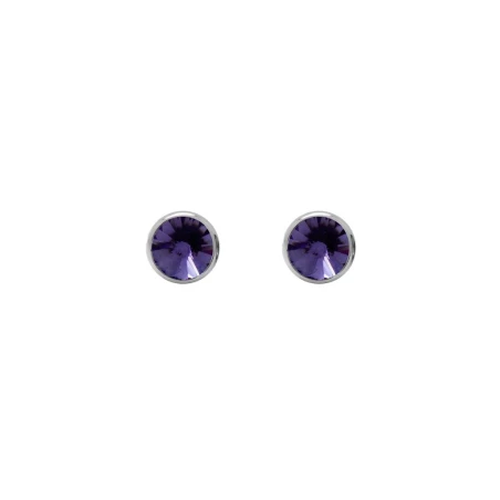 Pendientes Victoria Cruz Basic Plata Baño Rodio y Cristal Tanzanite A3331-12HT