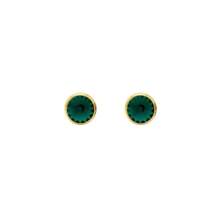 Pendientes Victoria Cruz Basic Plata Baño Oro y Cristal Emerald A3331-20DT