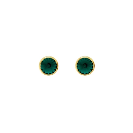 Pendientes Victoria Cruz Basic Plata Baño Oro y Cristal Emerald A3331-20DT
