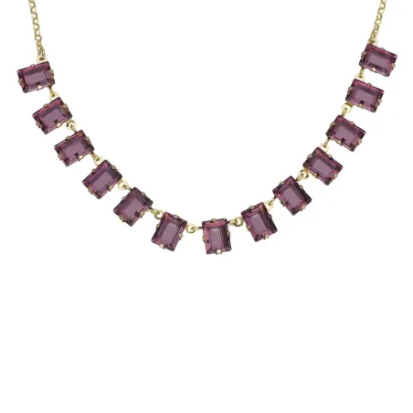 Collar corto Chiara rectángulo cristal en Plata baño Oro (Light Amethyst)