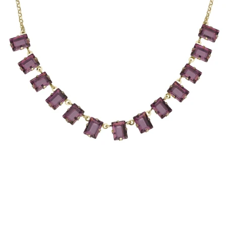 Collar corto Chiara rectángulo cristal en Plata baño Oro (Light Amethyst)