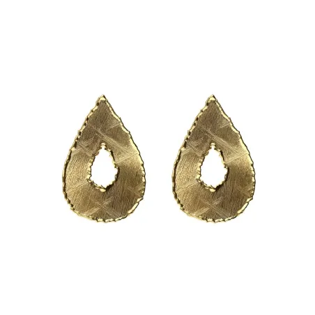 Pendientes Largos Victoria Cruz Alaska Lágrima Plata Baño Oro A5580-DT