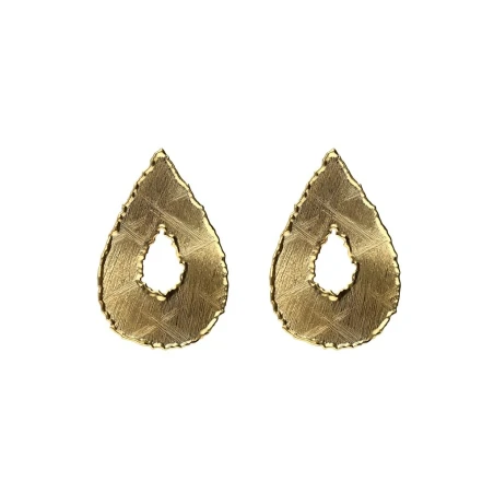 Pendientes Largos Victoria Cruz Alaska Lágrima Plata Baño Oro A5580-DT
