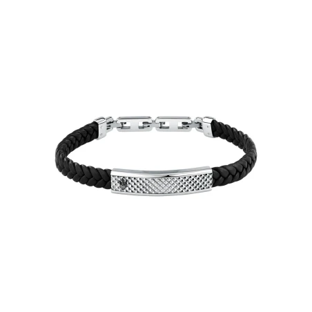 Pulsera Maserati Leather Piel Negra y Acero Hombre JM525AVE36