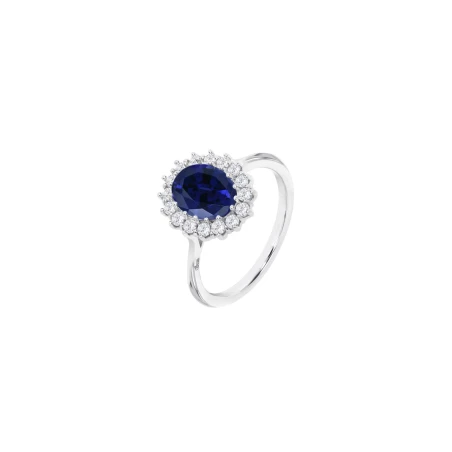 Anillo Lotus Silver Geométrico Plata y Cristal Azul LP3459-3/112