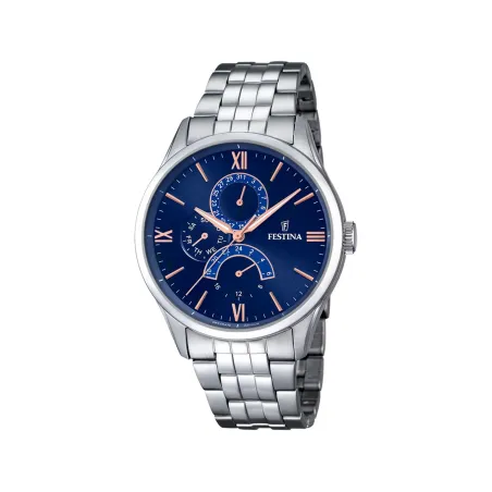 Reloj Festina Retro Plateado y Azul Multifunción Hombre F16822/3