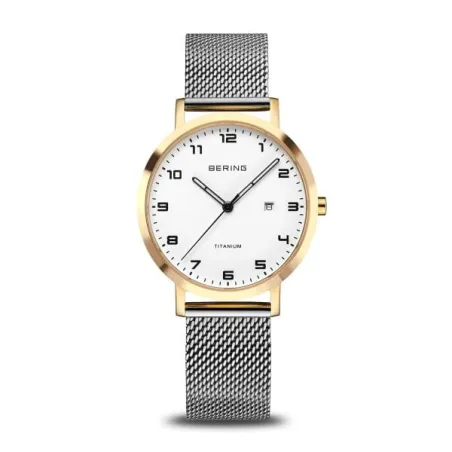 Reloj Bering Titanium Plateado y Dorado Analógico Mujer 18634-010