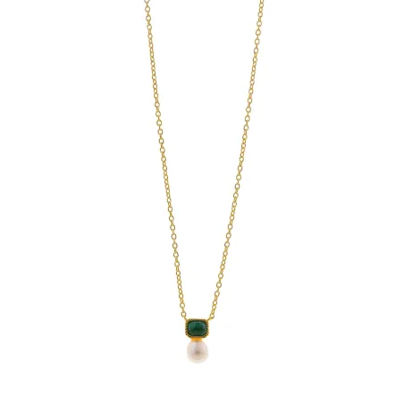 Gargantilla Salvatore Plata Baño Oro, Malaquita y Perla 272C0053
