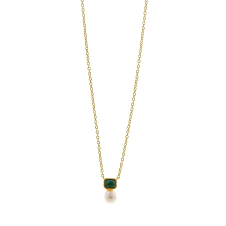 Gargantilla Salvatore Plata Baño Oro, Malaquita y Perla 272C0053