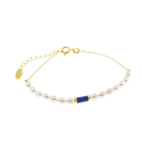 Pulsera Salvatore Plata Baño oro, Lapislazuli y Perlas 272P0020