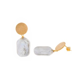 Pendientes Salvatore Círculo Plata Baño Oro y Perla...