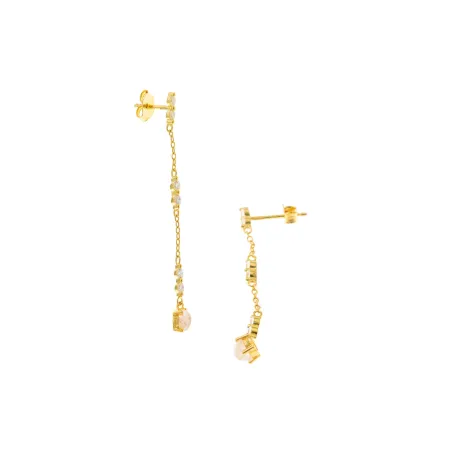 Pendientes Salvatore Colgantes Plata Baño Oro y Piedra Luna 272A0047