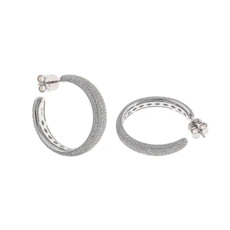 Pendientes Salvatore Aro Plata Baño Rodio y Circonitas Blancas 112A0413